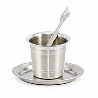 Sterling Silver Pancha Pathiram Set with Plate | Panchapatra & Uddharani Pooja Set