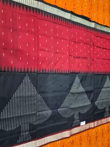 Pan Patar Bomkai Silk Saree-Maroon