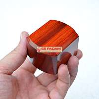 Red Padauk Wood Round Corner Paperweight Pair
