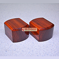 Red Padauk Wood Round Corner Paperweight Pair