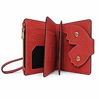 The Papillon Leather Passport Wallet – Butterfly Flap Travel Wristlet (Coral Red)