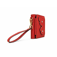 The Papillon Leather Passport Wallet – Butterfly Flap Travel Wristlet (Coral Red)