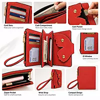The Papillon Leather Passport Wallet – Butterfly Flap Travel Wristlet (Coral Red)
