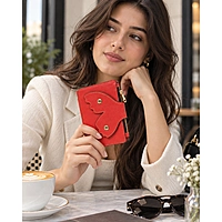 The Papillon Leather Passport Wallet – Butterfly Flap Travel Wristlet (Coral Red)