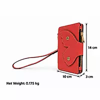 The Papillon Leather Passport Wallet – Butterfly Flap Travel Wristlet (Coral Red)