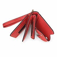 The Papillon Leather Passport Wallet – Butterfly Flap Travel Wristlet (Coral Red)