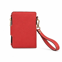 The Papillon Leather Passport Wallet – Butterfly Flap Travel Wristlet (Coral Red)