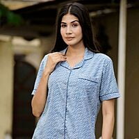 Blue Cotton Leheriya Print Night Suit Parijaths Blue Cotton Leheriya Print Night Suit Parijaths