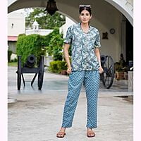 parijaths geometric sea green night suit parijaths geometric sea green night suit