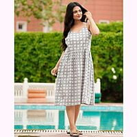 Cotton Kashish Prints Sleeveless Short Nighty Cotton Kashish Prints Sleeveless Short Nighty