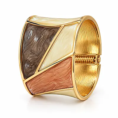 Cavira Tricolour Marbled Gold-Tone Cuff Bracelet