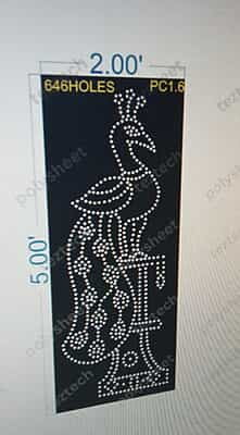 PC1.6 PEACOCK POLY SHEET 2X5 FEET 646HOLES