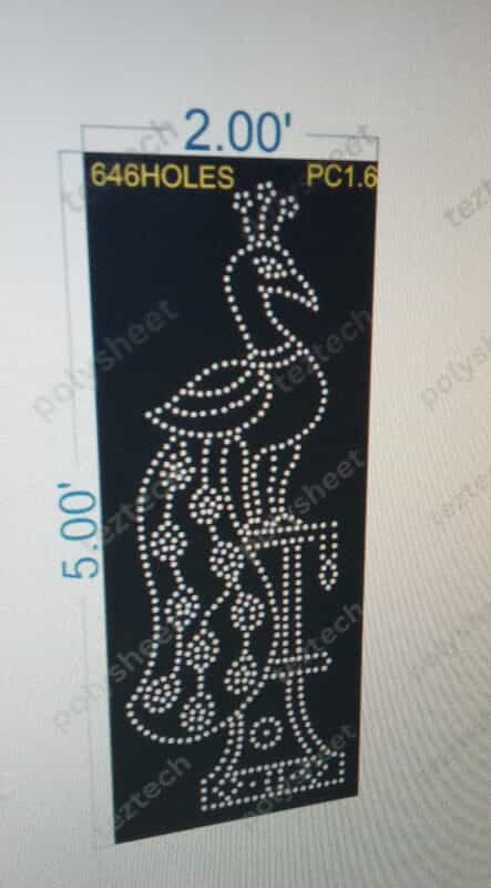 PC1.6 PEACOCK POLY SHEET 2X5 FEET 646HOLES
