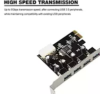 PCIe 4-Port USB 3.0 Card with 5V Power Connector Up to 5 Gbps Speed, 16GB GDDR4 Graphics Card PCIe 4-Port USB 3.0 Card with 5V Power Connector Up to 5 Gbps Speed, 16GB GDDR4 Graphics Card