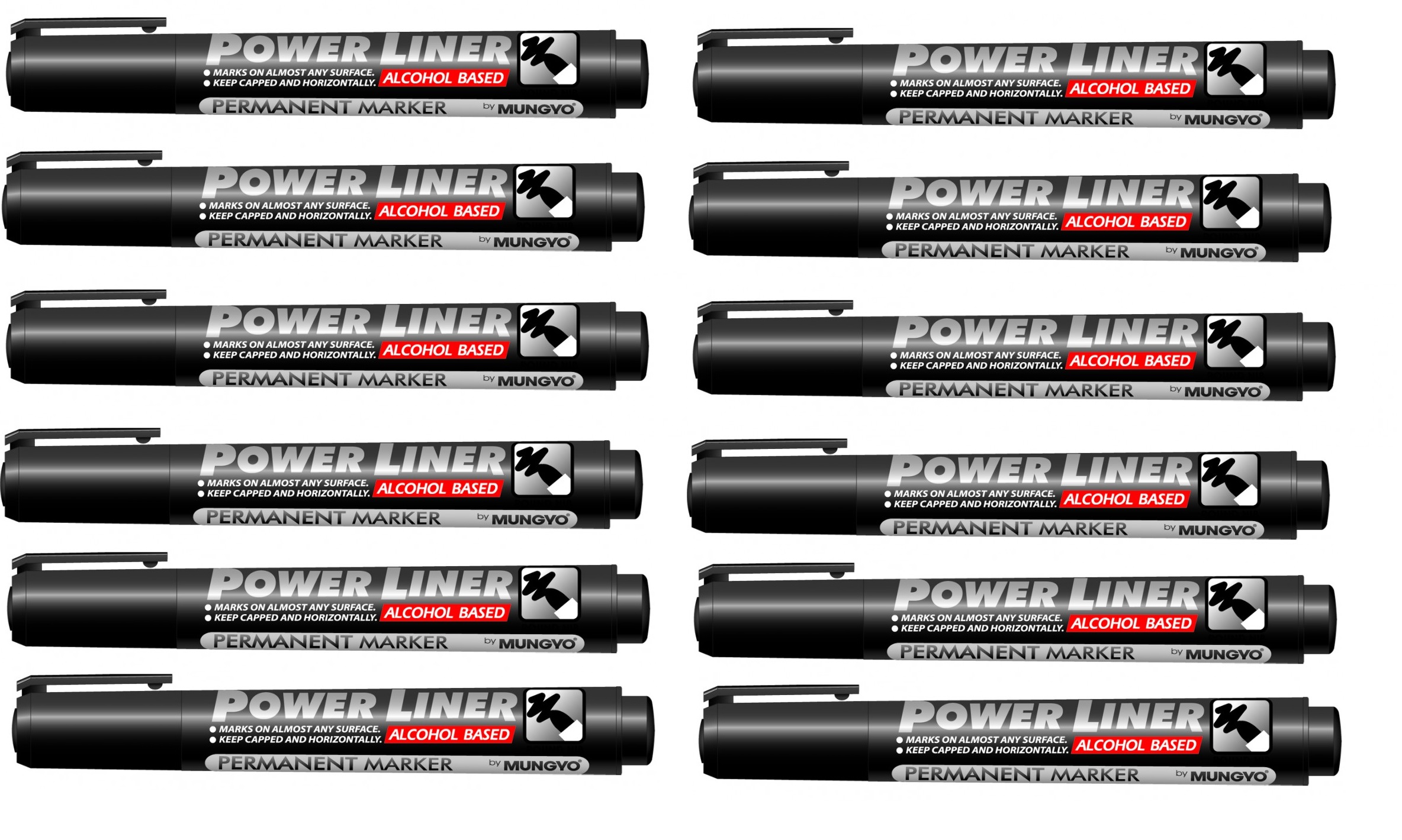 MUNGYO PERMANENT MARKERS, 1DOZ., BLACK MUNGYO PERMANENT MARKERS, 1DOZ., BLACK