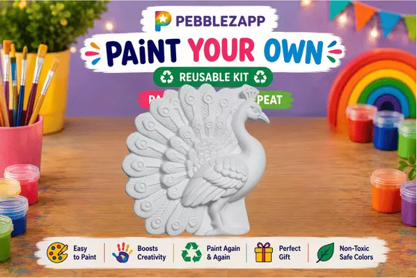 Reusable Big Peacock + 2 Cartoon Favourites DIY Painting Kit- Set of 3
