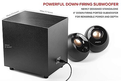 Creative Pebble Plus 2.1 USB-Powered Desktop Speakers with Powerful Down-Firing Subwoofer and Far-Field Drivers, 8W RMS with 16W Peak Power