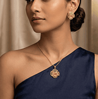 18 kt Gold Gilded Vortex Filigree Pendant Set