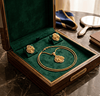 18 kt Gold Gilded Vortex Filigree Pendant Set