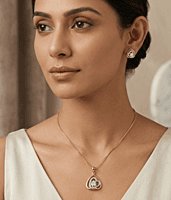 18 kt Gold Nested Hearts Pendant Set