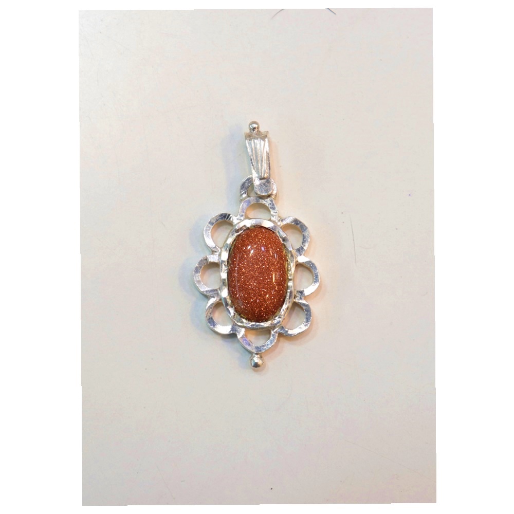 Sunstone silver pendant