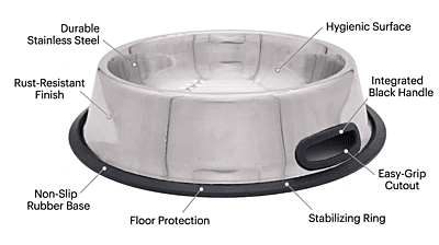 Anti Skid stainless steel bowl - 750 ml +750 ml - Pack of 2- L
