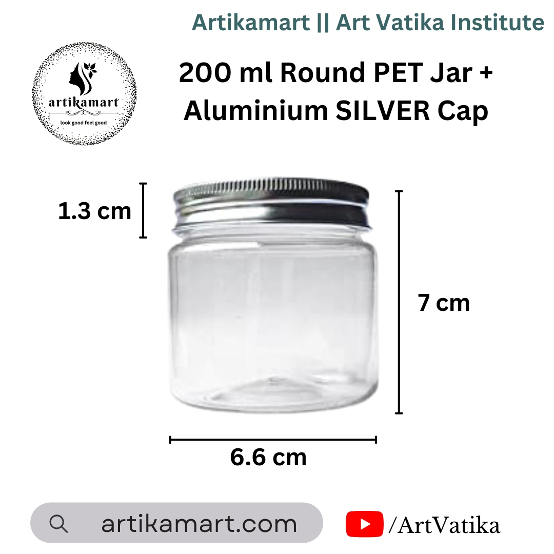 200ml Round PET Jar + 63mm Aluminium SILVER Cap