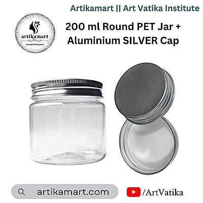 200ml Round PET Jar + 63mm Aluminium SILVER Cap 200ml Round PET Jar + 63mm Aluminium SILVER Cap