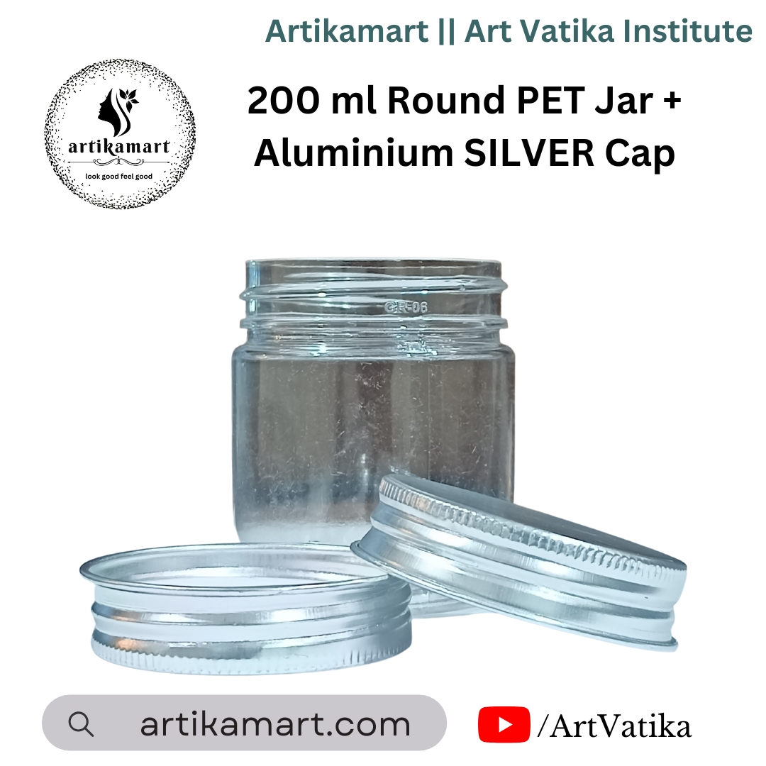 200ml Round PET Jar + 63mm Aluminium SILVER Cap