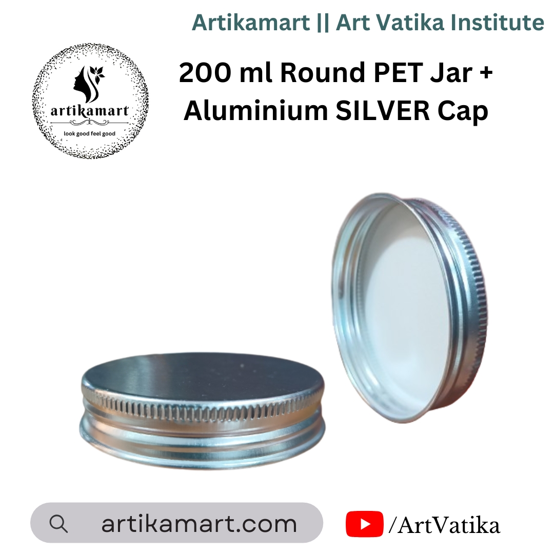 200ml Round PET Jar + 63mm Aluminium SILVER Cap