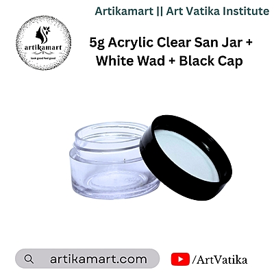 Acrylic San Jar + White Wad + BLACK Cap - 5g Acrylic San Jar + White Wad + BLACK Cap - 5g