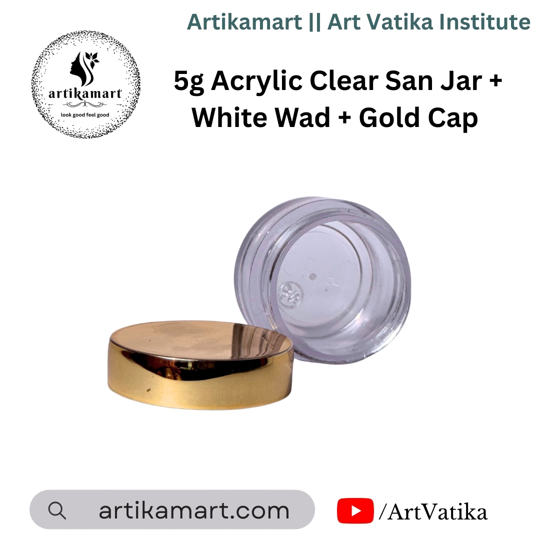 Acrylic San Jar + White Wad + Gold Cap - 5g Acrylic San Jar + White Wad + Gold Cap - 5g