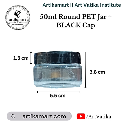 50ml Round PET Jar + Black Cap