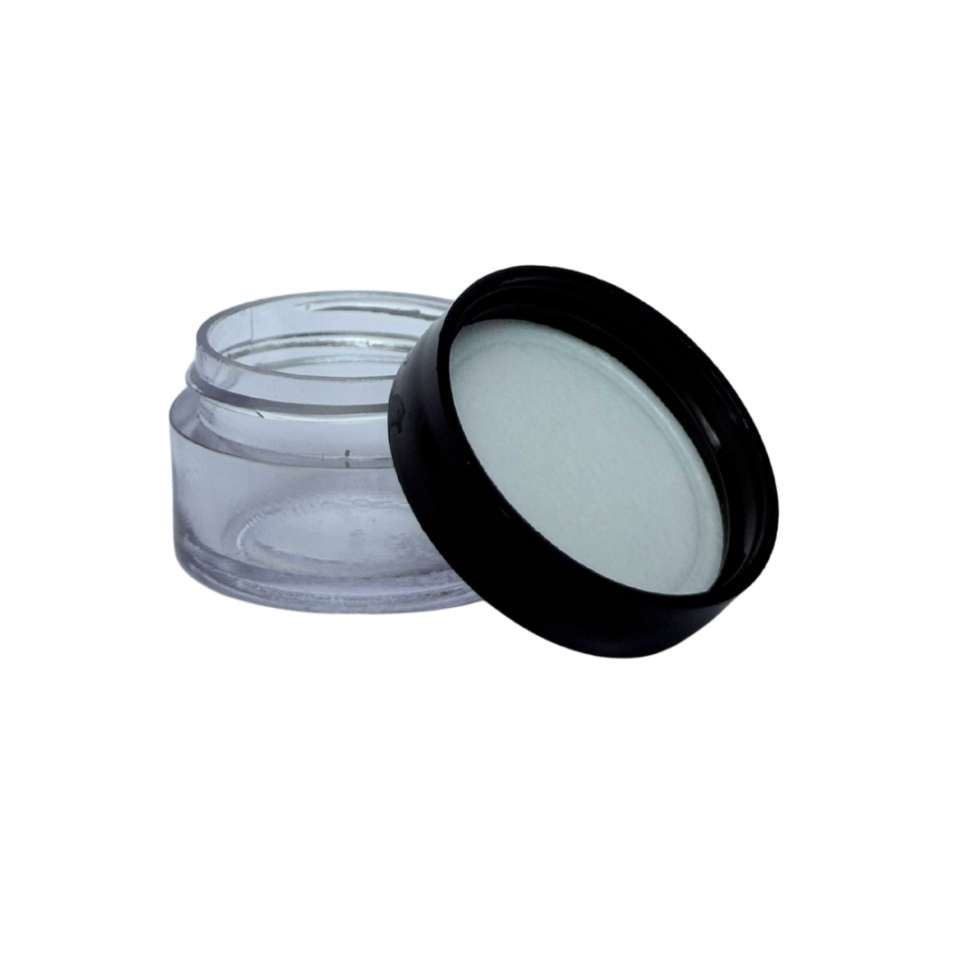 Acrylic San Jar + White Wad + BLACK Cap - 5g Acrylic San Jar + White Wad + BLACK Cap - 5g
