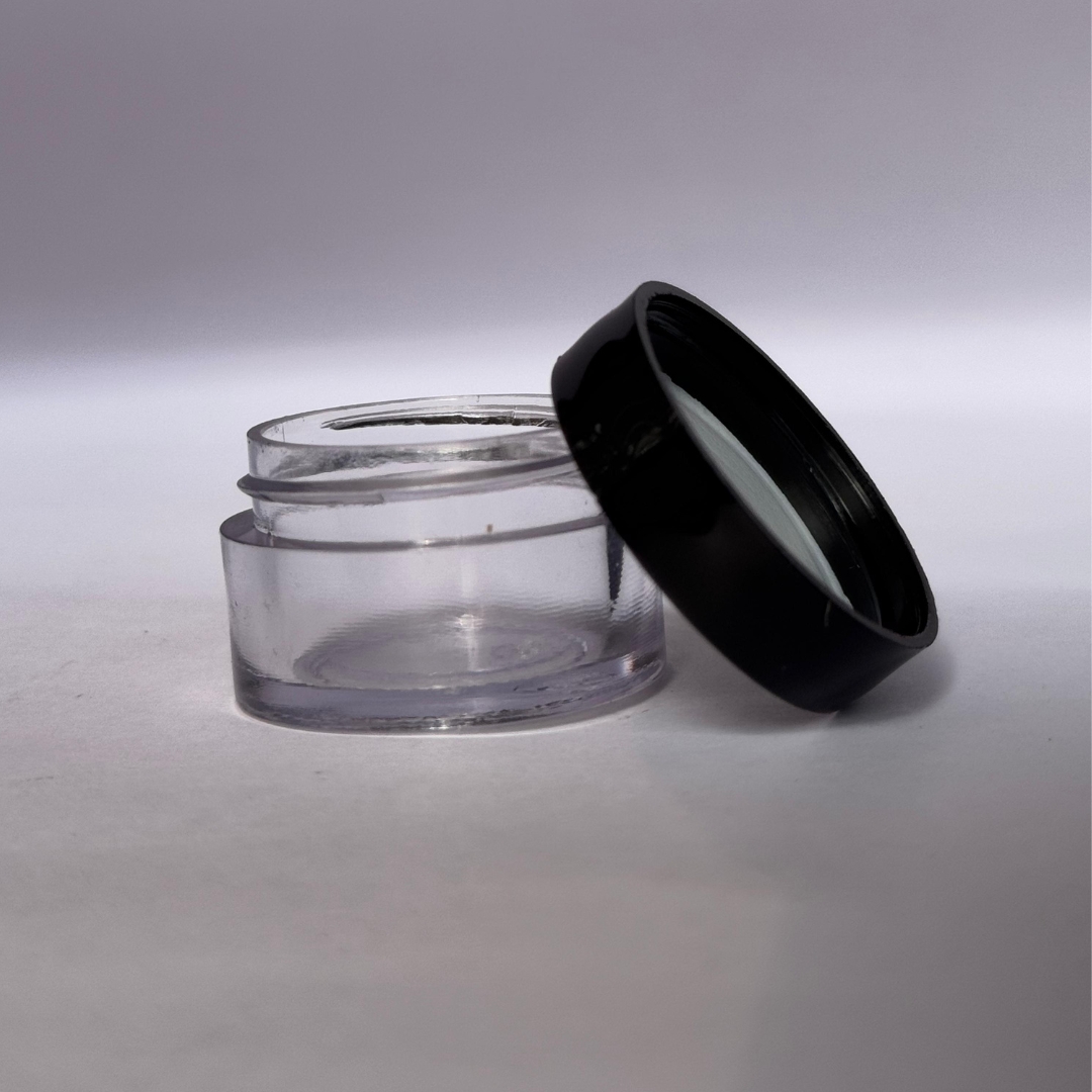 Acrylic San Jar + White Wad + BLACK Cap - 5g Acrylic San Jar + White Wad + BLACK Cap - 5g
