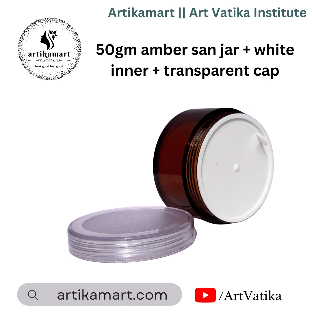 Acrylic San Jar Amber + White Inner + Transparent Cap - 50g Acrylic San Jar Amber + White Inner + Transparent Cap - 50g