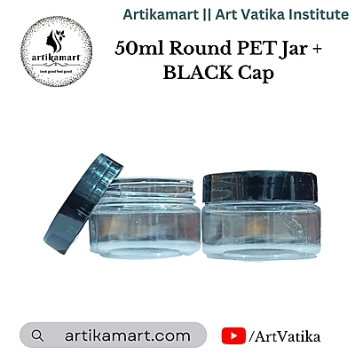50ml Round PET Jar + Black Cap