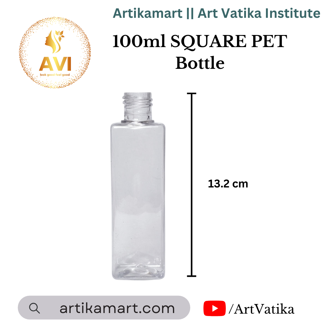 100ml SQUARE PET Bottle CLEAR - 20mm Neck 100ml SQUARE PET Bottle CLEAR - 20mm Neck