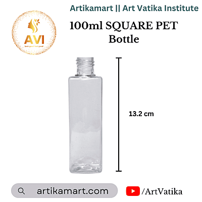 100ml SQUARE PET Bottle CLEAR - 20mm Neck
