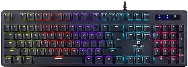 Live Tech OCTANE+ Gaming Keyboard – Mechanical RGB features customizable backlighting, responsive keys, and durable design for an immersive gaming experience. Perfect for gamers seeking precision!