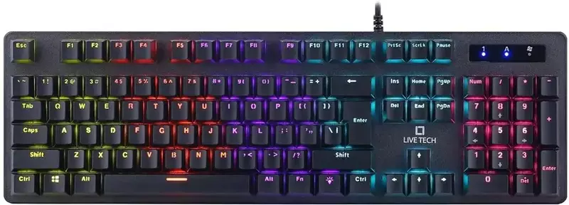 Live Tech OCTANE+ Gaming Keyboard – Mechanical RGB features customizable backlighting, responsive keys, and durable design for an immersive gaming experience. Perfect for gamers seeking precision!