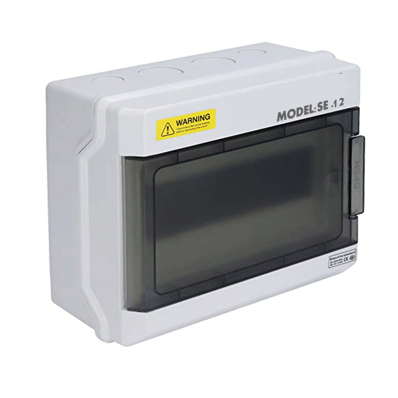 Weatherproof 12-Way MCB Box with Clear PVC Enclosure and Open-Type Cover for Outdoor Power Distribution (12-Pole)