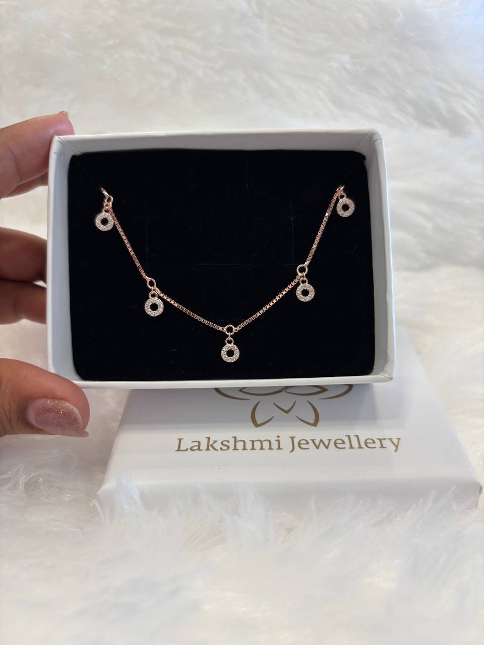 Silver round charms with rosegold finish