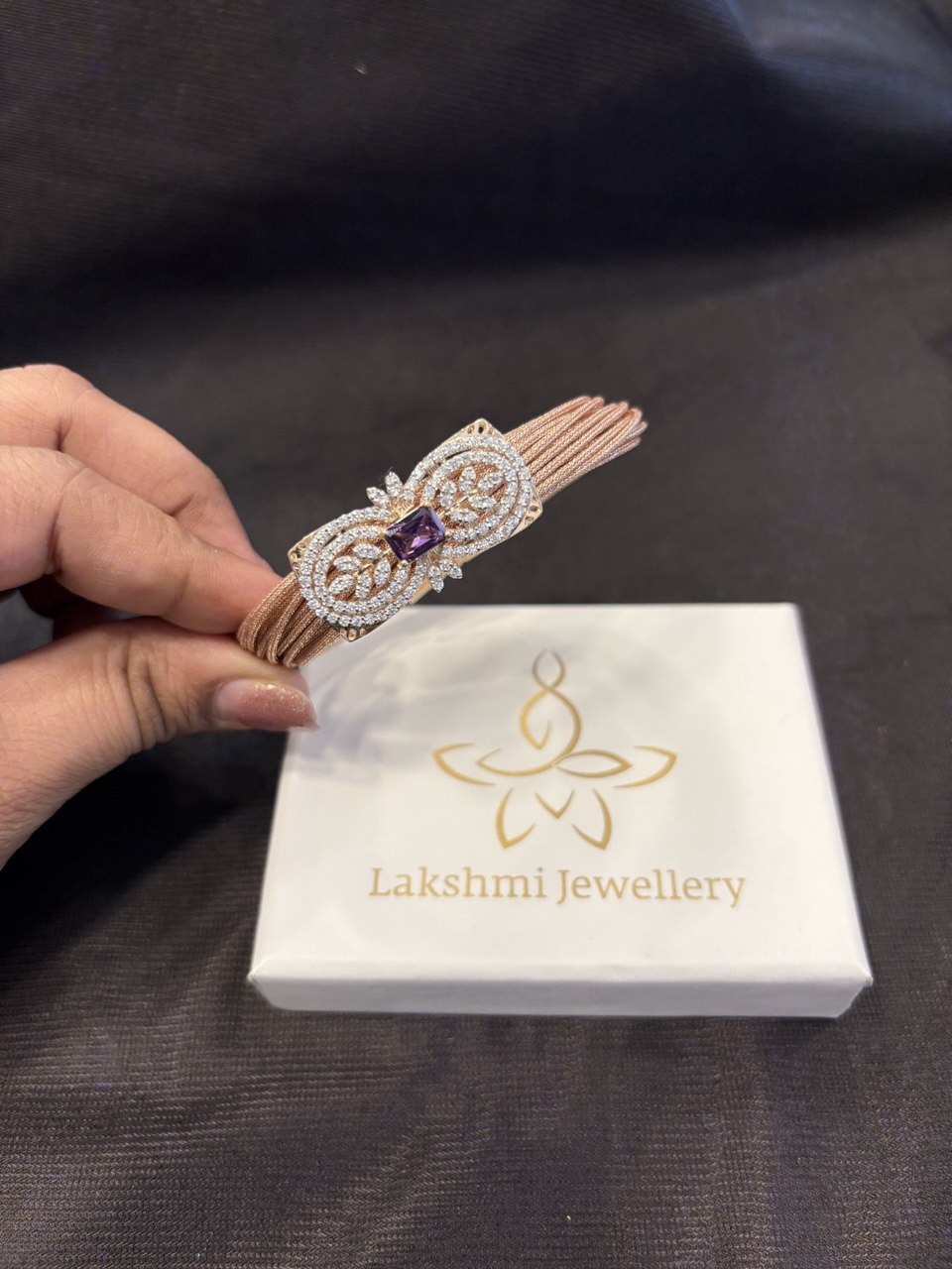 Silver white with violet rosegold cuff