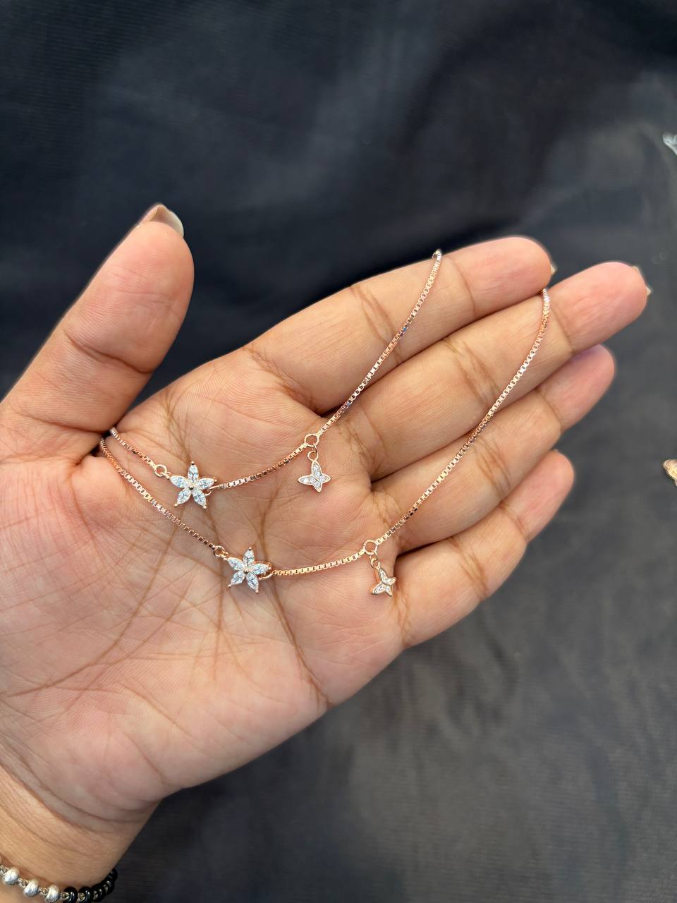 Silver star butterfly with rosegold finish