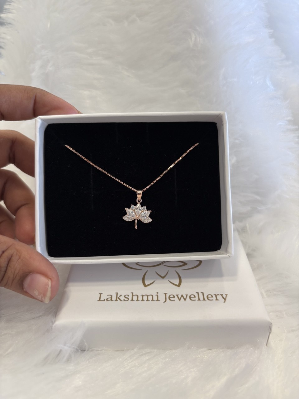 Silver white lotus with rosegold finish