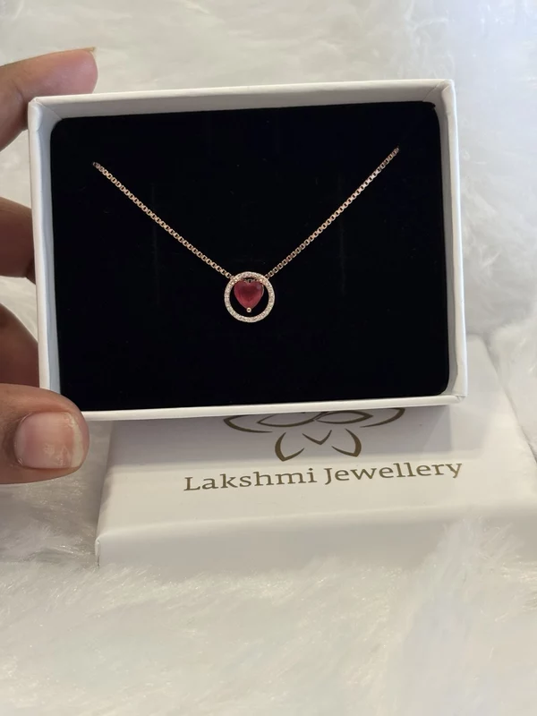 Silver ruby heart chain with rosegold finish