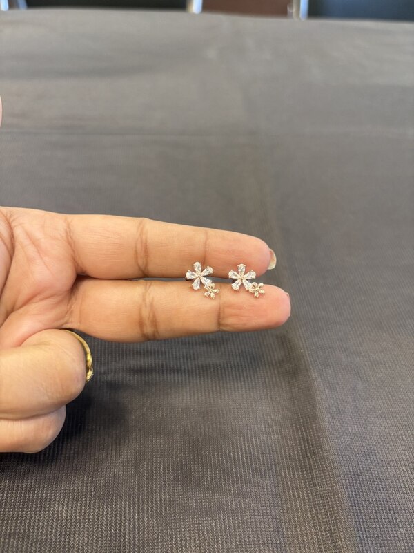 Silver white double flower sud with rosegold finish