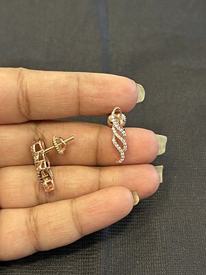 Silver spiral stud with rose gold finish