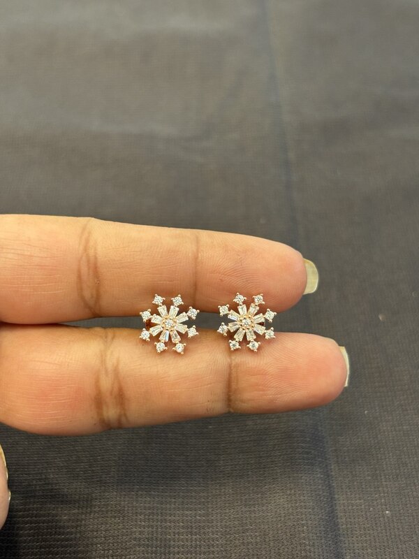 Silver sun rise stud rose gold finish